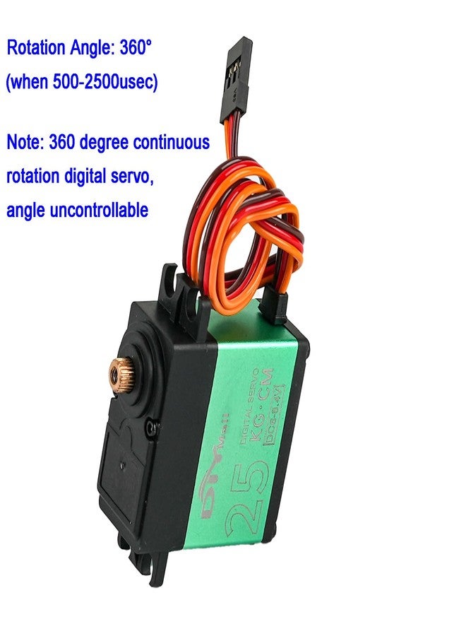 DIYmall TD-8825MG Digital Servo 25kg High Torque 360 Degree Continuous Rotation Angle-uncontrollable 500-2500usec Metal Gear RC Servo for Robot Gimbal Car Aircraft - Image 4